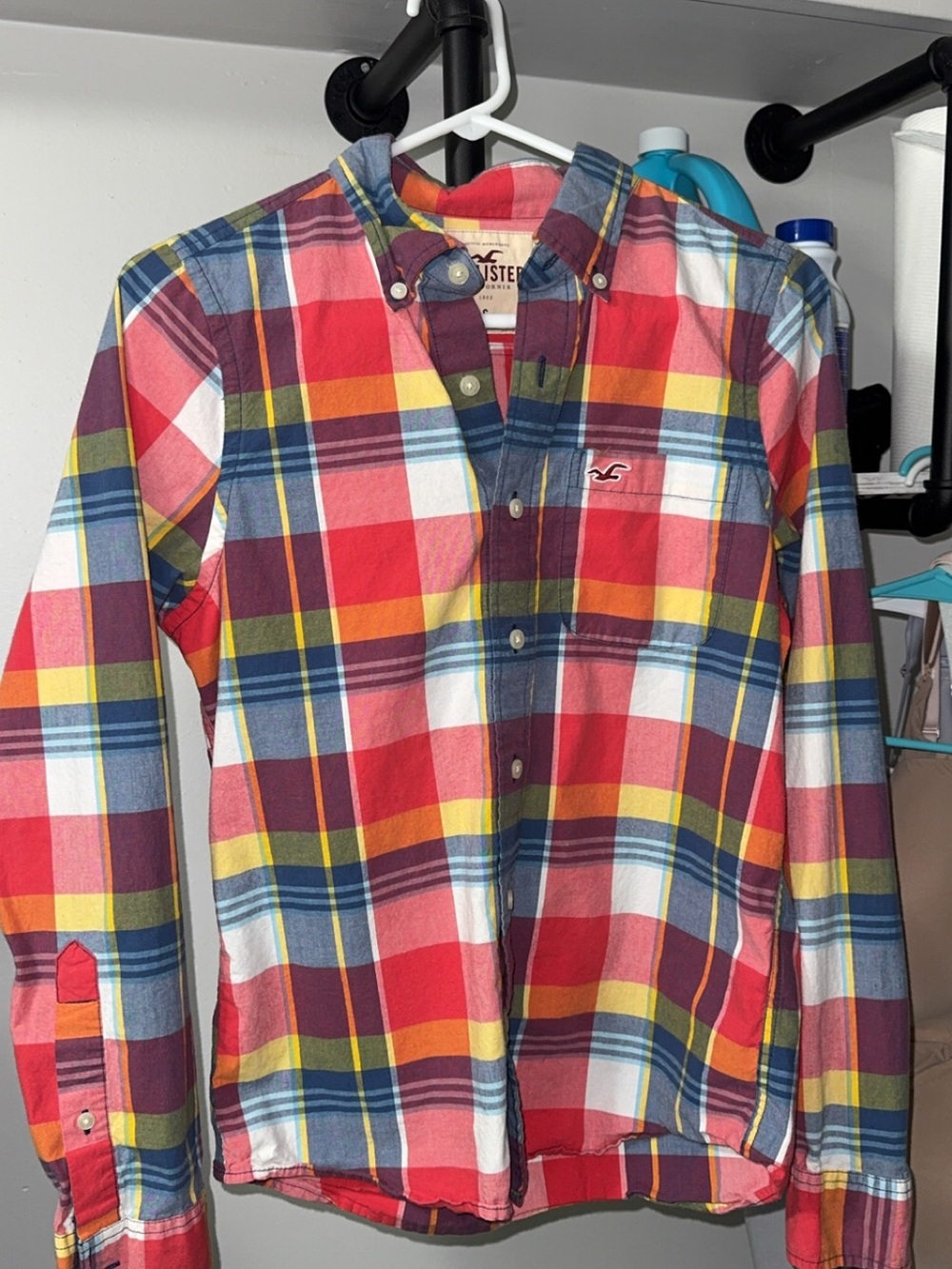 Hollister Multicolor Plaid Button-Down Shirt - Red, Yellow, Blue Men’s Size S